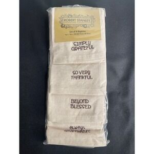 Robert Stanley Set of 4 Fall Rustic Autumn Embroidered Cloth Napkins 18x18 NEW